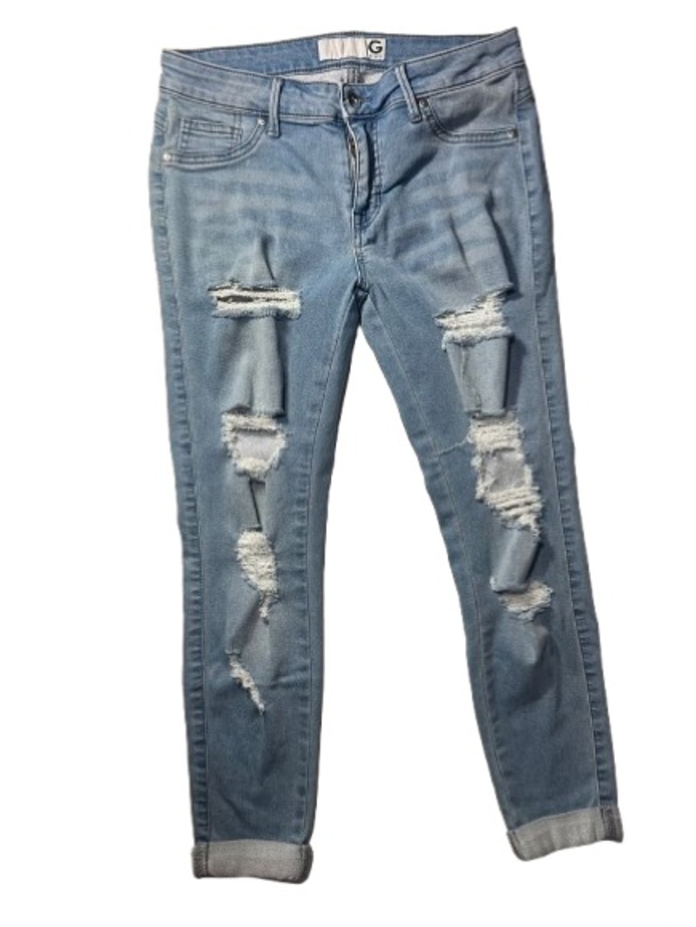 G by Guess Light Blue Distressed Boyfriend Jeans